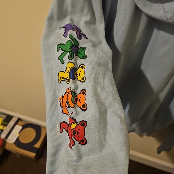 Grateful Dead Liquid Blue Hoodie with Bears On Sleeve Mens Size Large. - Picture 3 of 5